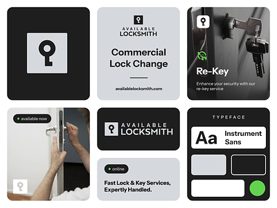 Available Locksmith black brand brand mark identity lock locksmith logo mark services ui vector