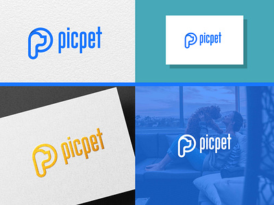 Picpet logo design. P letter puppy logo. p dog app apps logo branding design dog gradient logo graphic design illustration logo logo design logo folio logo maker logo shop p p letter puppy ui