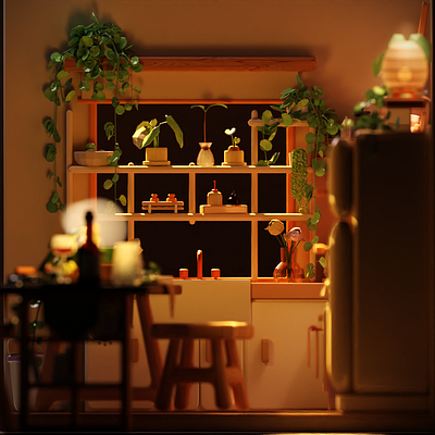 Cosy Dinner Party 3d illustration
