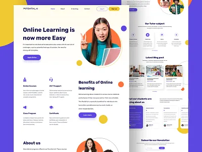 Online Learning Landing Page education landing page learning online learning ui ux website website design