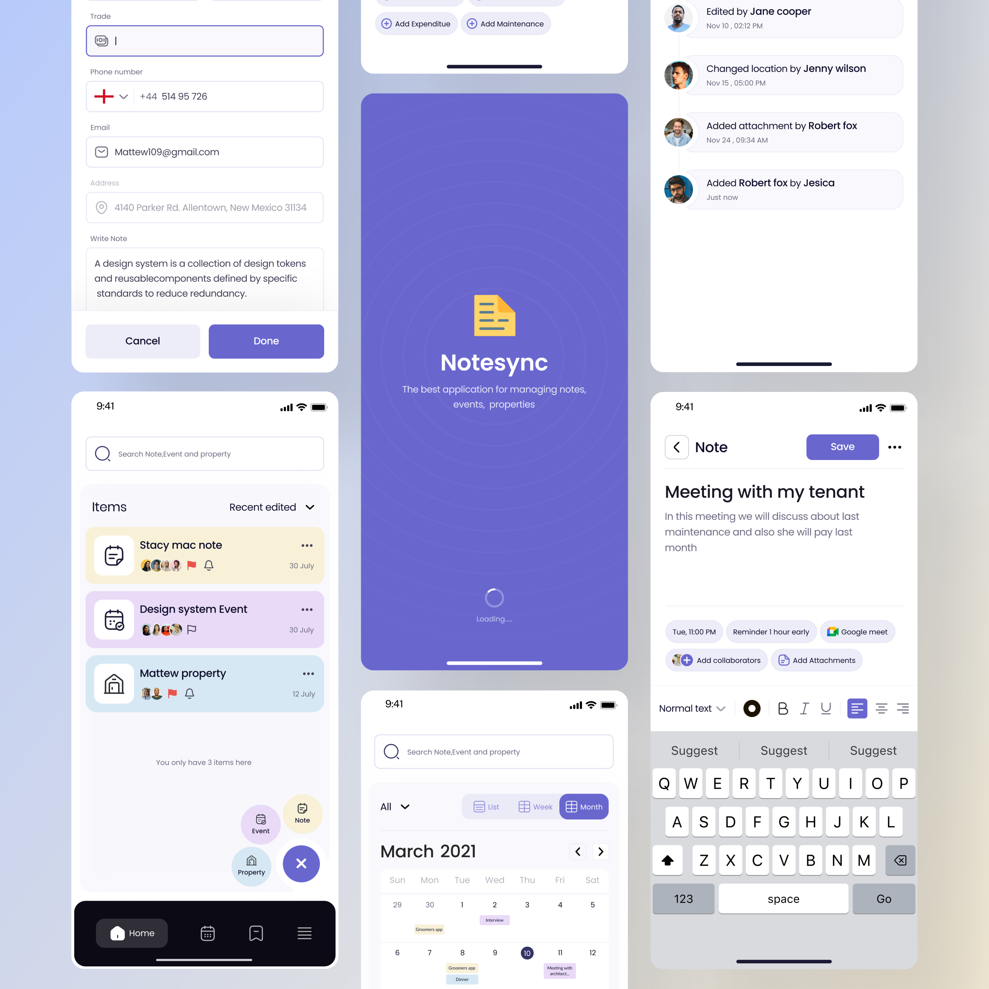 Notesync app project clean daily ui design designer graphic design interface minimal mobile ui note app ui ux