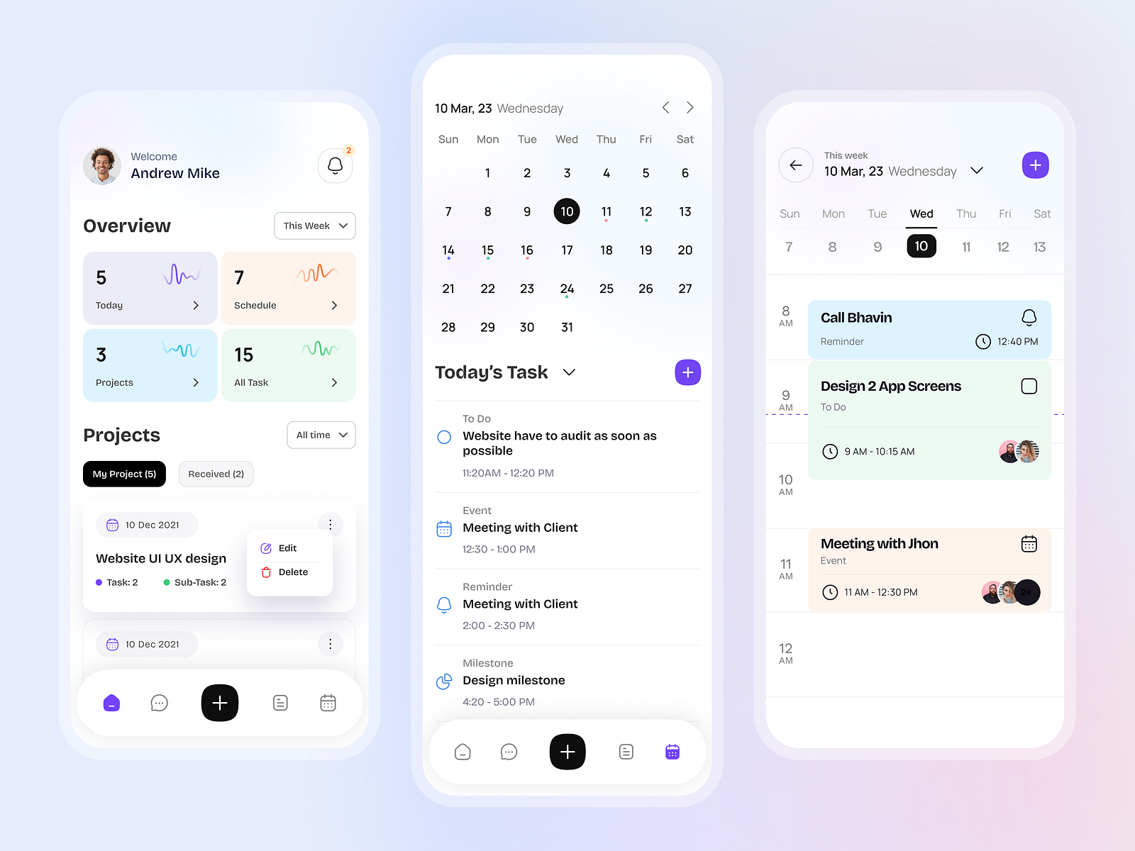 Project management app by Josim Uddin on Dribbble