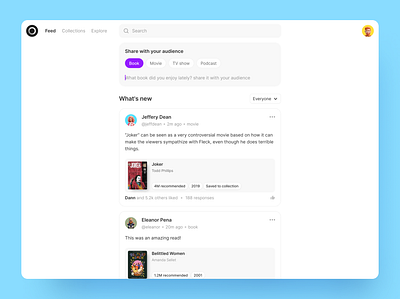 Untitled content discover platform product share social ui ux web