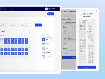 GrandBus booking bus dashboard design fleet management interface logistic plan real time route planning travel ui ux web app website