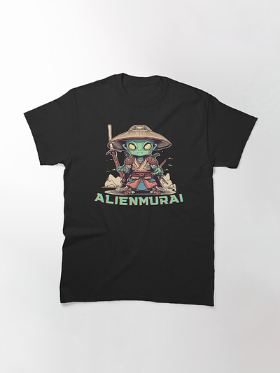 Alienmurai alien animation cartoon clothes cute charactor digital product findyourthing graphic design illustration minimal t shirt ux