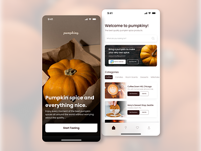 Pumpkiny autumn clean clear design explore home iphone menu minimal mobile mobile design onboarding pumpkin soft ui user interface ux
