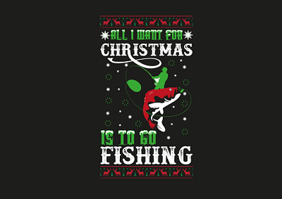 Fishing Christmas T-shirt Desighn art christmas clothing fashion fisherman fishing graphic design hunter illustrator logo logotype outdoor shapes summer tshirt tshirtdesign typography vector