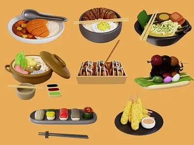 3D Japanese cuisine icon - 3D icon design 3d 3d blender 3d design 3d food 3d icon 3d model 3d render cuisine food graphic design icon illustration japanese culture japanese food