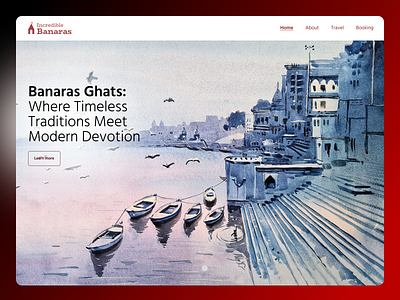 Banaras Ghat - Painting and Website banner ui website