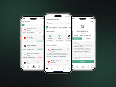 ITJobScout — Mobile app for job search in IT app app design application design figma job job search jobs mobile mobile app mobile design ui ui design uiux user experience user interface ux ux design