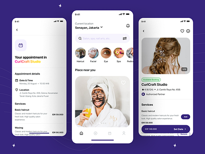 BeautyBlendr - Beauty Appointment App app app design barber barberapp beauty beautyapp exploration figma lightmode mobile mobile app mobile application mobile design mobileui template ui ui design uikit uiuxdesign ux