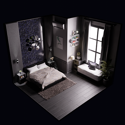 Dreamy Bedroom - Isometric 3D 3d 3dart 3ddesign 3dluxury 3dmodel 3drender 3droom bedroom designbedroom graphic design isometric isometricbedroom luxurydesign luxuryroom modeling3d realistic realisticroom render room roomdesign