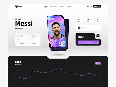 Football NFT Marketplace app bitcoin blockchain crypto dashboard data defi design system eth marketplace mobile nft product designer saas tocken ui user interface ux web 3 web design