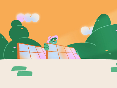 Solar time! 2d animation animation character animation character design illustration panel rooftop solar sun texture