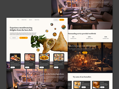 Sunset Eats Restaurant Website cooking cuisine dessert eating food food website landing page pastries restaurant samosa web design