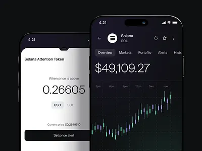 DLR Mobile App app application bitcoin buy chart crypto cryptocurrency design details mobile modern sell solana token trade trading ui ui design ux web3