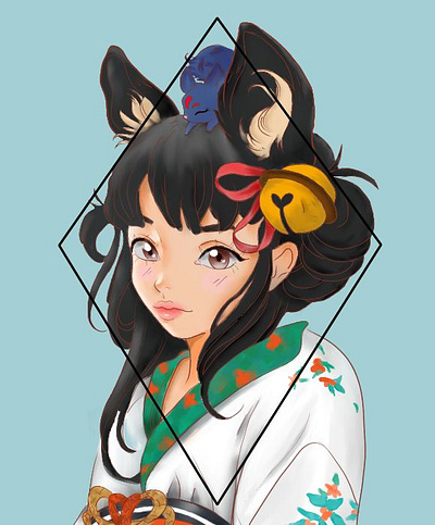 Kitsune Girl graphic design