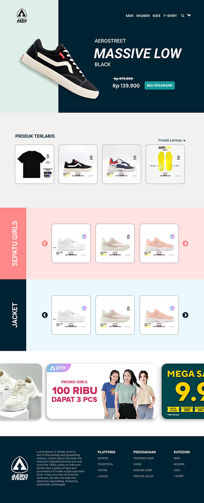 Aero Shoes branding graphic design ui ux website