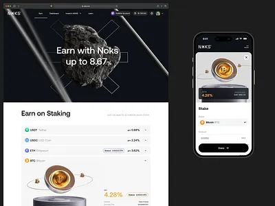 Crypto Staking Website 3d blockchain branding clean crypto cryptocurrency defi design fintech homepage minimal staking ui web3
