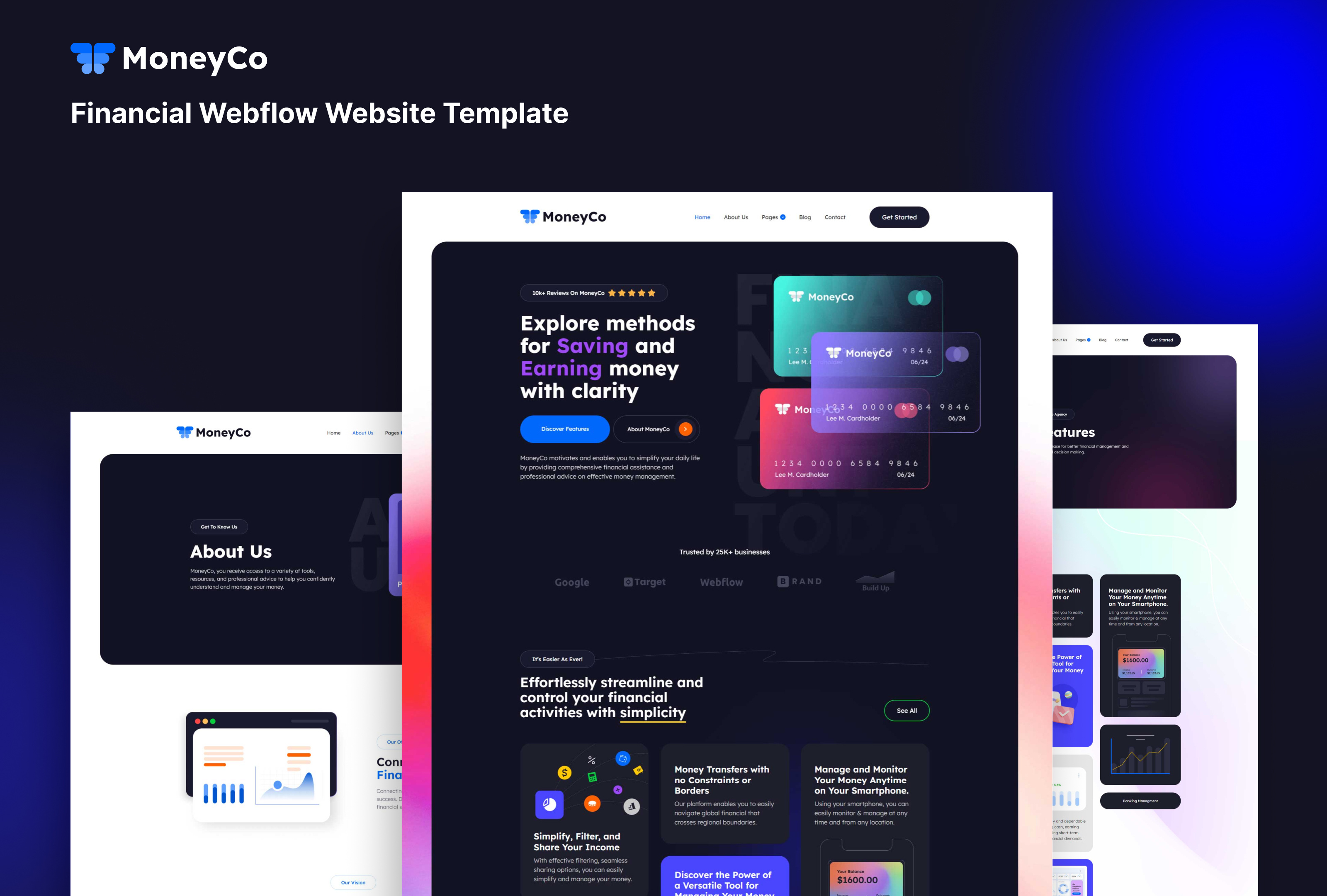 MoneyCo - Financial Webflow Website Template Design Portfolio branding business business planning consultant firms consulting consulting websites. design finance company finance website insurance services agency investment loan business template trading ui uiux designer webdesigner webflow website website builders