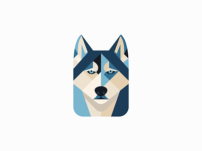 Geometric Husky Logo blue branding canine design dog emblem geometric husky icon identity illustration k9 logo mark pet puppy sports symbol vector vet