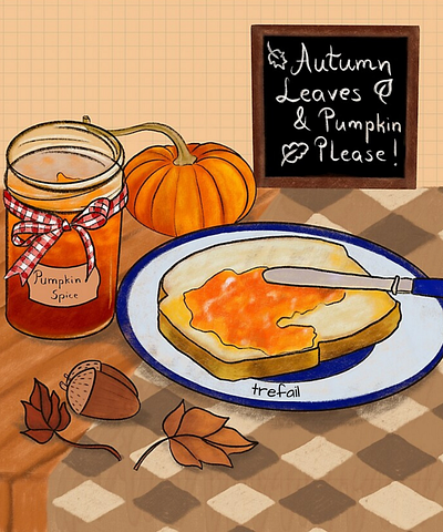 Autumn Season Breakfast Illustration autumn season breakfast digital art digital illustration illustration kitchen pumpkin please pumpkin spice