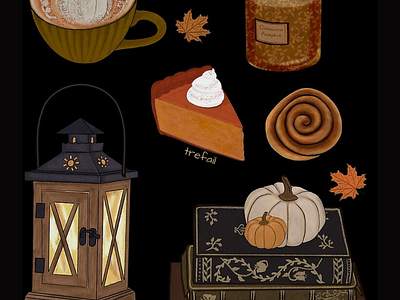 Autumn Favourite Things Illustration autumn favourites autumn season dark academia digital art digital illustration fall fall vibes illustration vintage style