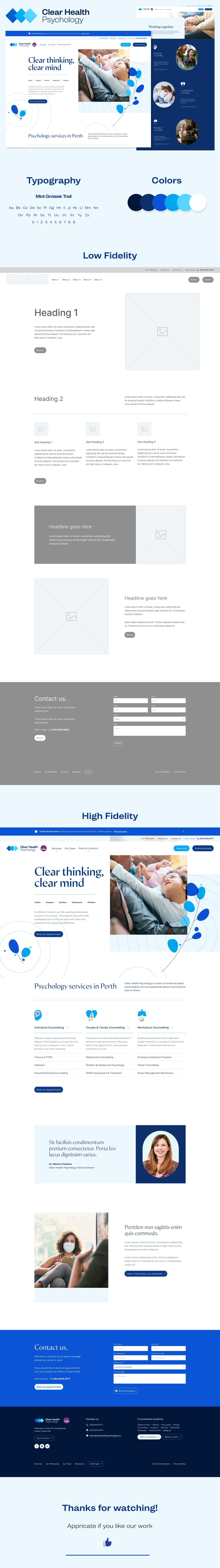 Clear Health Psychology branding clear health psychology landing page psychology websites ui ux website design