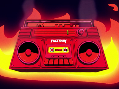 Yultron (2019). 2d animation boombox branding casette design fire gif gifs illustration k7 loop motion music musicvideo onfire