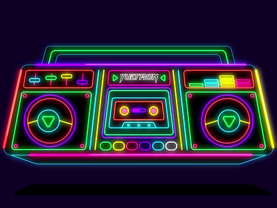 Yultron (2019). 2d animation boombox branding cassette design gif gifs illustration k7 loop motion music musicvideo neon vaporwave