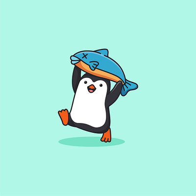 Cute Penguin cartoon cute design funny illustration logo