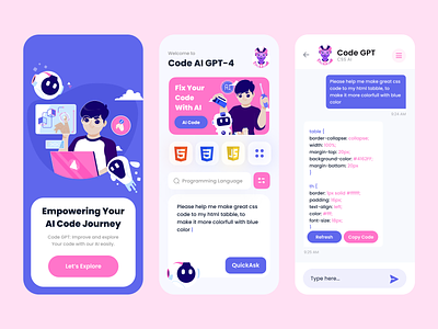 Code GPT - Code AI App ai ai app ai code ai design ai illustration ai ui ai web app artificial app artificial intelegence chat chat gpt chat gpt app clean ui code ai code ai app coding ai mobile app ui ai ui design