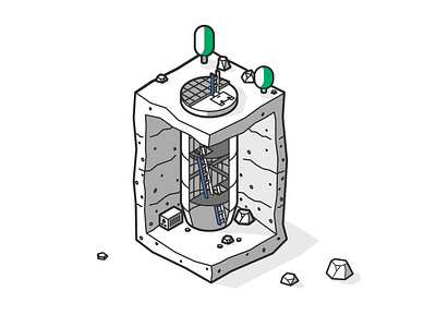 Mine Vents Illustration affinity designer cave flat isometric isometric illustration isometric tree mine mining rocks simple stones vector vents