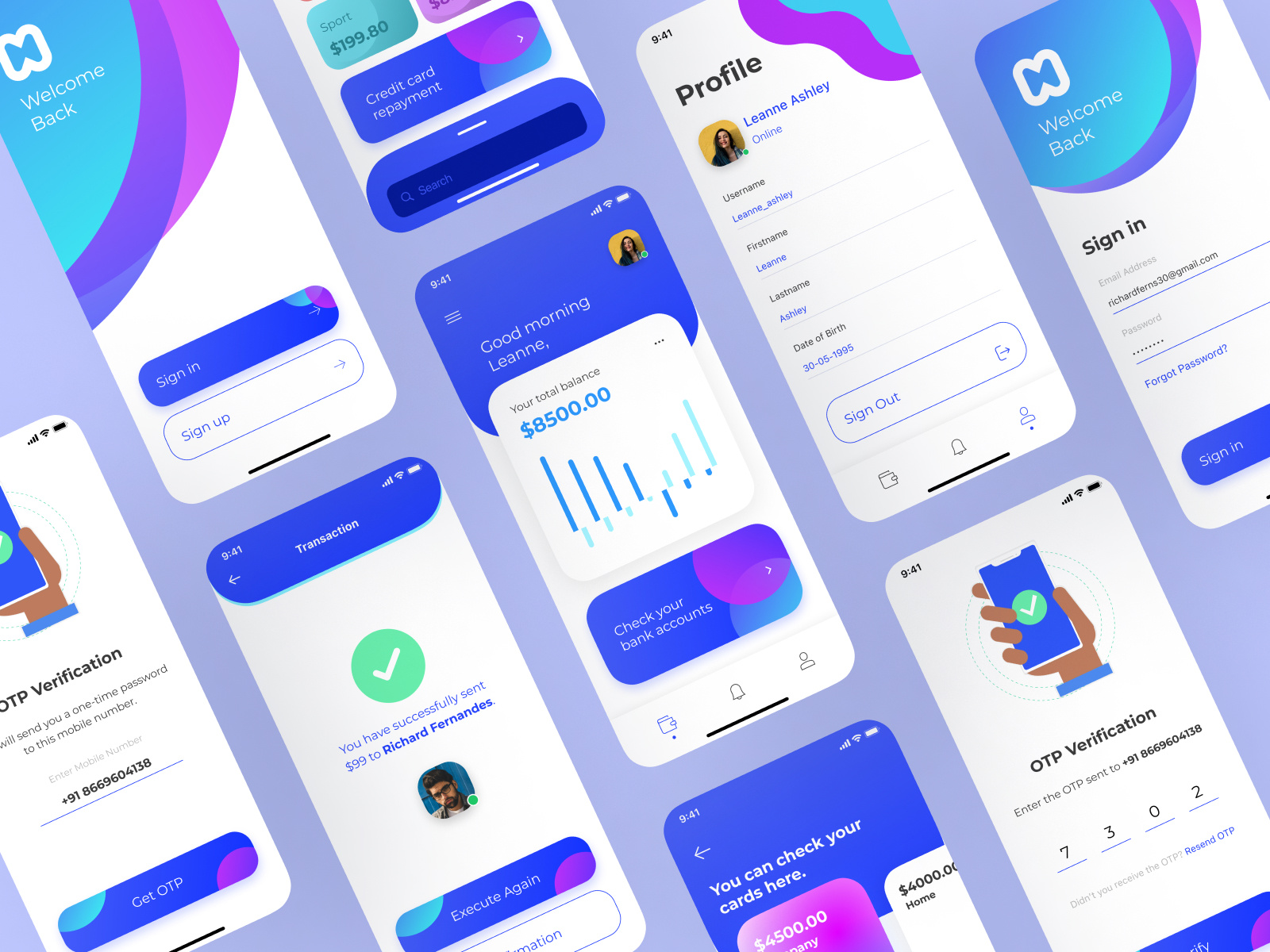 Example of Money: UI UX Design Banking App(All Screens)