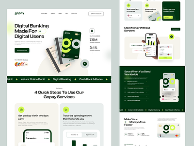 GoPay Online Banking Website bank bank card banking banking website credit card digital banking finance financial financial services fintech fintech website landing page mobile banking online banking web web deisgn website