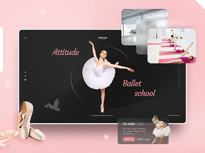 Ballet School | Web site by D'SQUAD ballerina ballet branding css dance designer dsquad figma grey html5 illustration landing logo pink school ui uiux ux web design web site