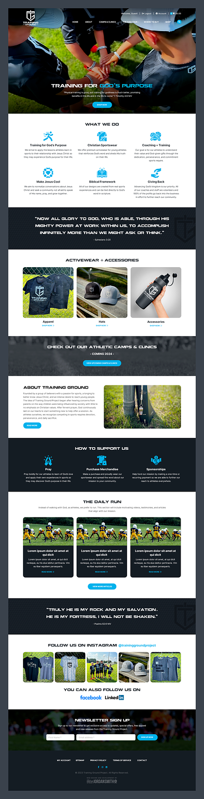 Training Ground Project // Web Design accessories apparel christian clothing coaching ecommerce retail sportswear training web design