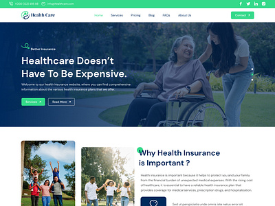 Health Care Insurance art design ecommerce figma flat health healthcare insurance logo minimal service typography ui ux vector web website