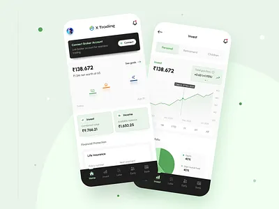 Financial Portfolio App app button card dashboard finance home invest menu minimal mobile ui notification onboarding page payment portfolio profile task manager trading ui ux