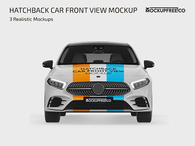 Free Hatchback Car Front View PSD Mockup auto automobile car free hatchback mock up mockup mockups photoshop psd template templates transport vehicle