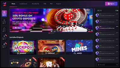 luckyrust.gg - Betting Website Design betting casino game web design