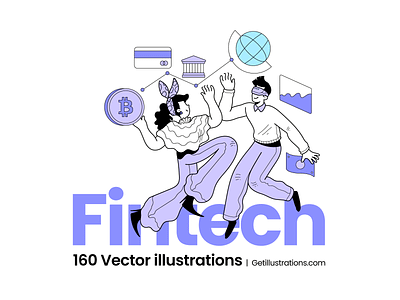 Fintech vector illustrations bank branding business character commerce coversion crypto e commerce finance financial fintech icons illustration industry startup tech technology vector website website illustrations