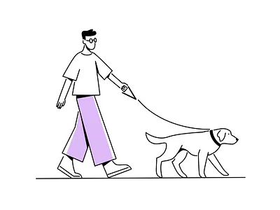 Modern vector illustrations for the website and app. Dog and cat black and white cat clean cute dog drawing elegant healthcare illustration line drawing lineart luxury man minimal modern people pet simple vector walk