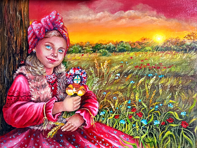 Original Ukraine art, Ukrainian Girl, Traditional Doll Motanka, art doll girl hand painted illustration motanka nature paint painting portrait tradition ukraine