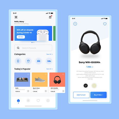 E-Commerce App UI Concept app design blue e commerce ui ux