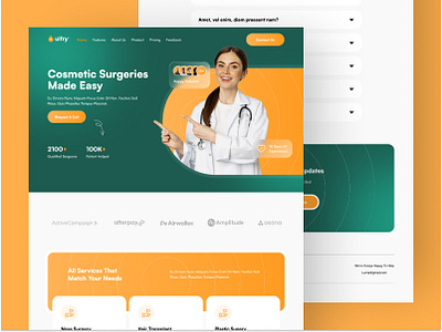 Cosmetic Surgery Landing Page 3d analytics animation app ui branding cards design figma graphic design landingpage logo motion graphics ui