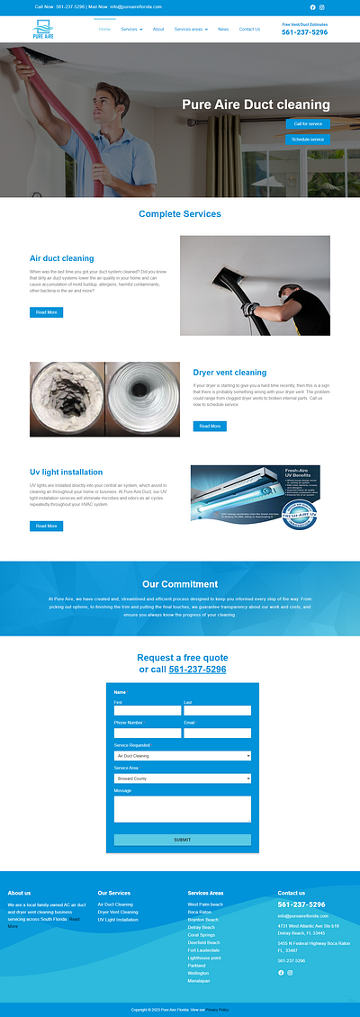 Pure Aire Florida cleaning company cleaning company website responsive website web design website design wordpress landing page wordpress web design wordpress website