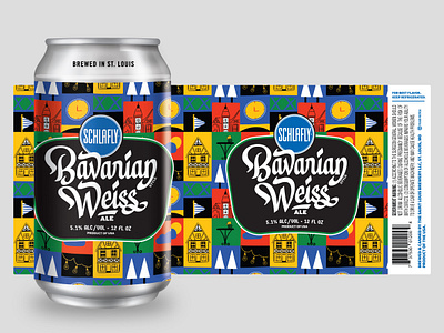 Bavarian Weiss Ale Label Design for Schlafly ale bavarian beer beverage biergarten branding can colorful design drink german illustration illustration art label lettering modern packaging pattern schlafly typography