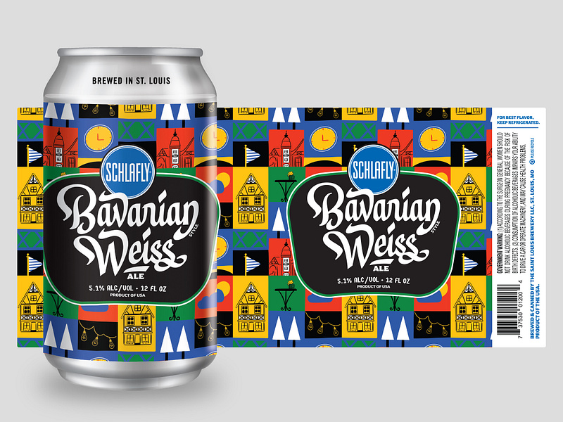 Bavarian Weiss Ale Label Design for Schlafly ale bavarian beer beverage biergarten branding can colorful design drink german illustration illustration art label lettering modern packaging pattern schlafly typography