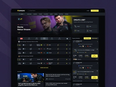 Dragoni Esports Betting bets betting dark darktheme dashboard dragon esports gaming sportsbook statistics ui uiux ux website